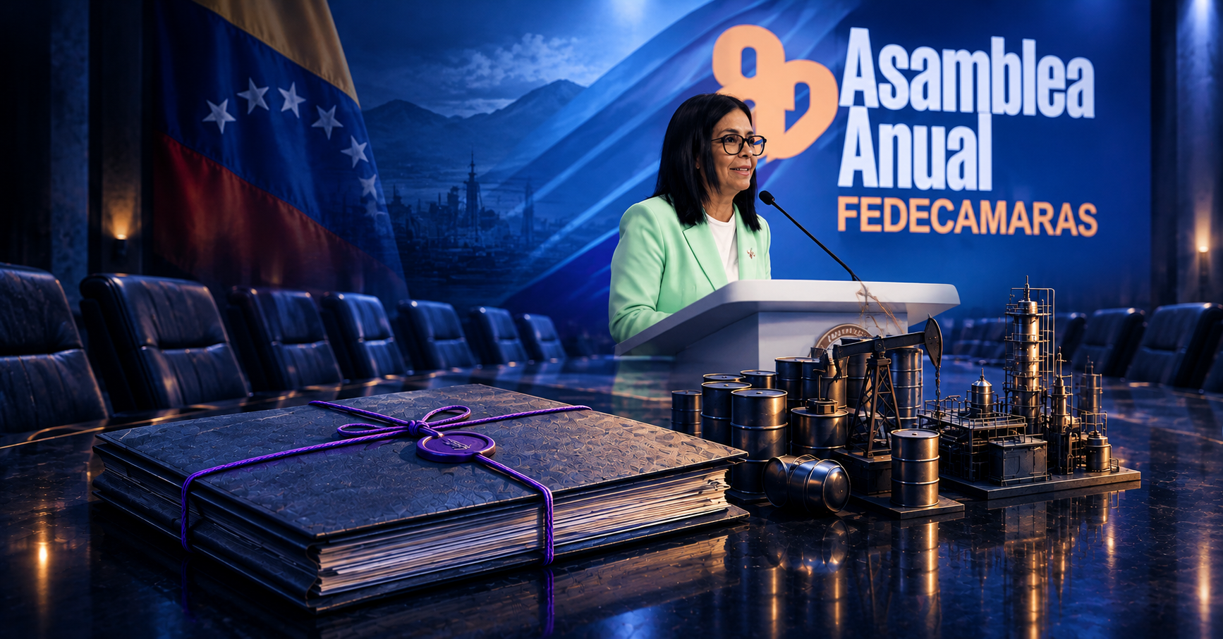 Delcy Rodríguez ante Fedecámaras: «No es la dolarización lo que va a resolver el problema»; anuncia una reforma tributaria «este año», 44 acuerdos petroleros más en negociación y US$12.000 millones de los organismos multilaterales