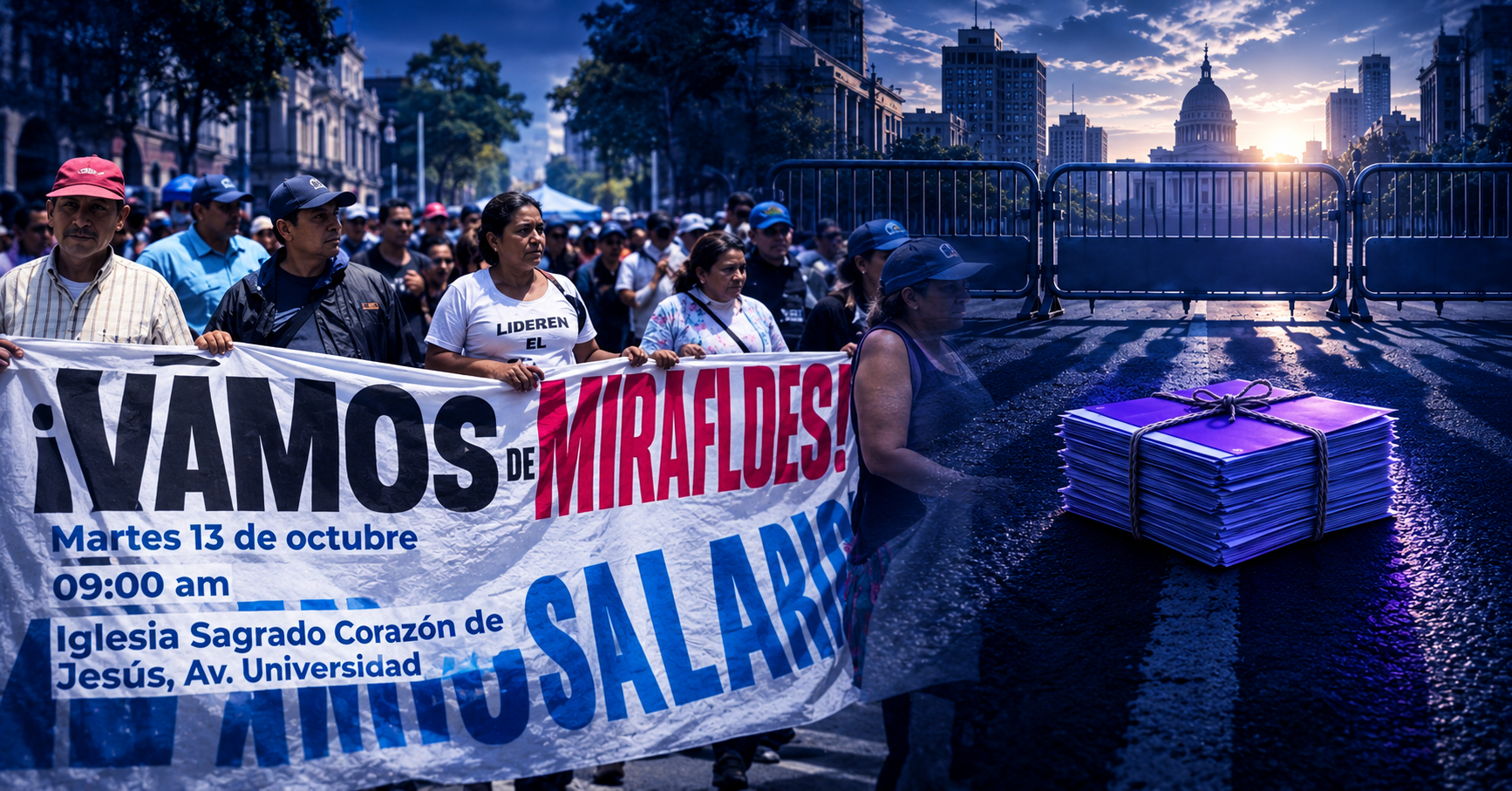 La marcha de salud y educación queda bloqueada a una cuadra de Miraflores